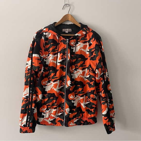 I.AM.GIA Tiger Mist Daytona Orange Black Camo Jacket Size Small - Picture 3 of 10